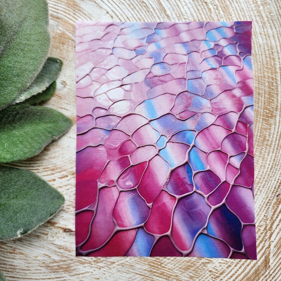 Clay transfer paper / Image transfer paper for clay / Water soluble paper for polymer clay/Stained glass Pink mosaic pattern transfer sheets