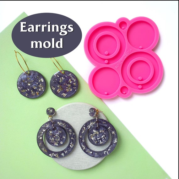 Silicone earrings mold for resin and epoxy 2 designs in 1 mould