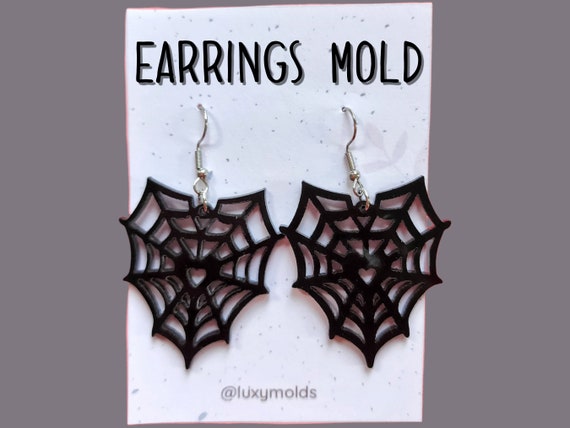 Silicone earrings mold / Silicone epoxy mold / Silicone UV resin molds / Halloween Spider net earrings silicone jewelry mold
