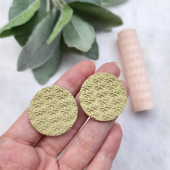 Polymer clay texture roller clay stamp 3D printed embossing "Flowers"