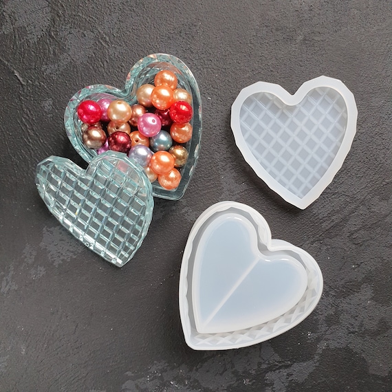 Heart box Mold Trinket tray silicone mould for Resin Epoxy Jesmonite