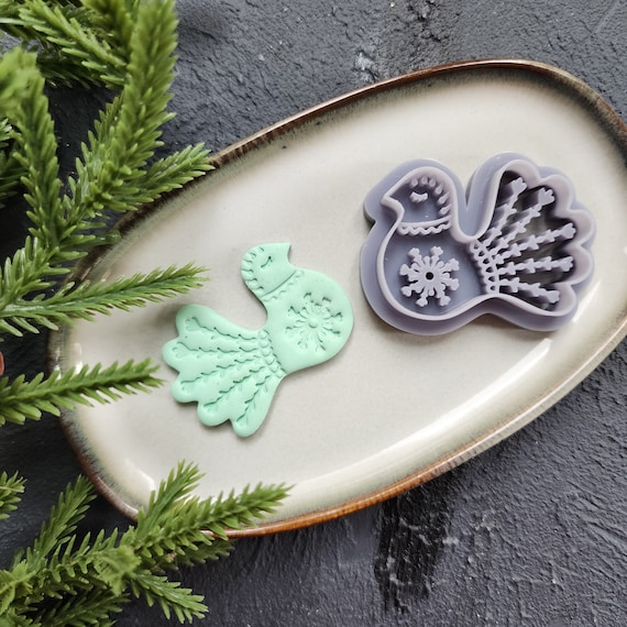 Christmas Polymer Clay cutters Nordic style botanic bird Earrings molds Polymer clay tool sharp cutter stamp Jewelry stud earrings cutters