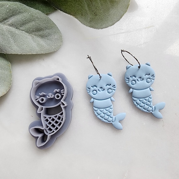 Polymer Clay cutters Stud earrings clay cutters Earrings mold Polymer clay tool Animals cutter Catmermaid sharp cutter stamp Jewelry cutter