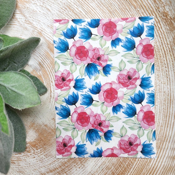 Clay transfer paper / Image transfer paper / Water soluble paper for polymer clay / Flower pattern transfer sheet / Transfer paper for clay