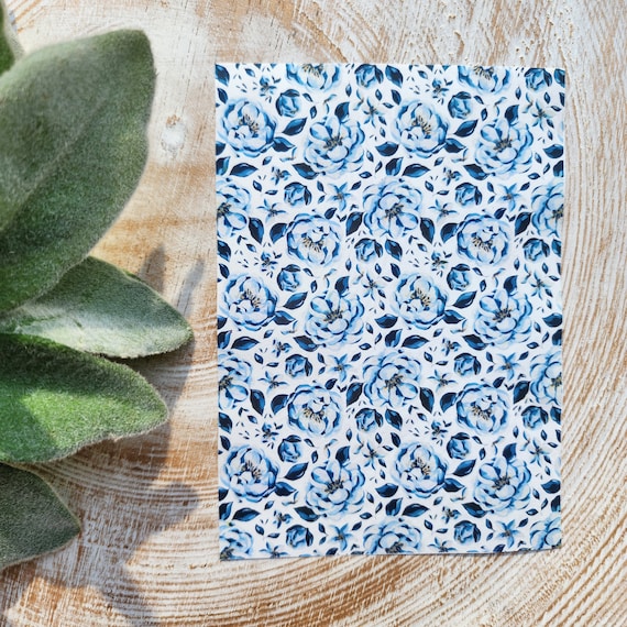 Clay transfer paper / Image transfer paper for clay / Water soluble paper for polymer clay / Blue peony Flower pattern transfer sheets
