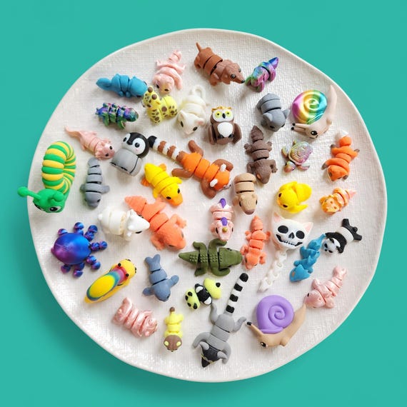 Flexi 3d printed fidgets mini toys 10 pcs