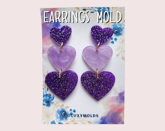 Molde de silicona para pendientes de corazón, resina UV y epoxi