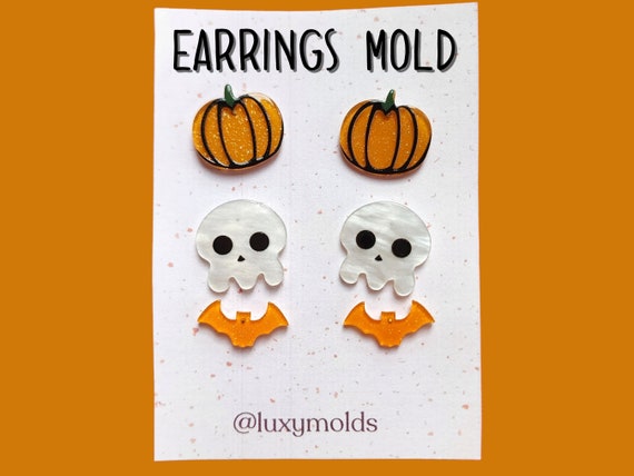 Silicone earrings mold / Silicone epoxy mold / Silicone earring moulds /Silicone UV resin molds/Halloween stud earring silicone jewelry mold