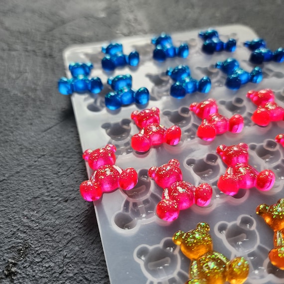 Silicone teddy bear mold for 24 pcs resin stud earrings mold epoxy jewelry mold Resin supplies Jewelry supplies Clay molds