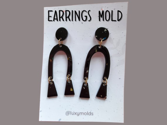 Silicone earrings mold / Silicone epoxy mold / Silicone UV resin molds / Geometry Arch earrings silicone jewelry mold