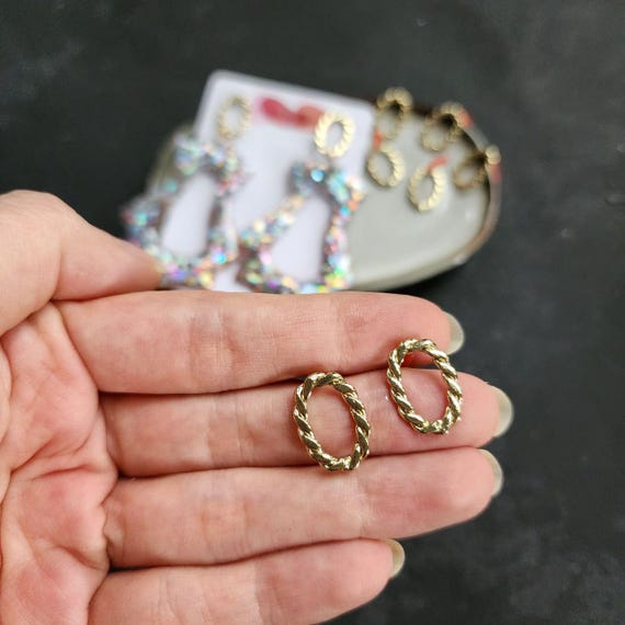 Earrings stud components Oval Geometric Gold plated studs Earrings findings DIY jewelry