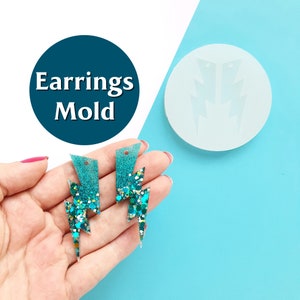 Silicone earrings mold "Lightning" for resin and epoxy