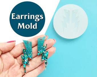 Silicone earrings mold "Lightning" for resin and epoxy