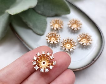 Flower centers Flower metal stamens Earrings components Earrings findings DIY jewelry Jewelry supplies Polymer clay supplies Cubic zirconia