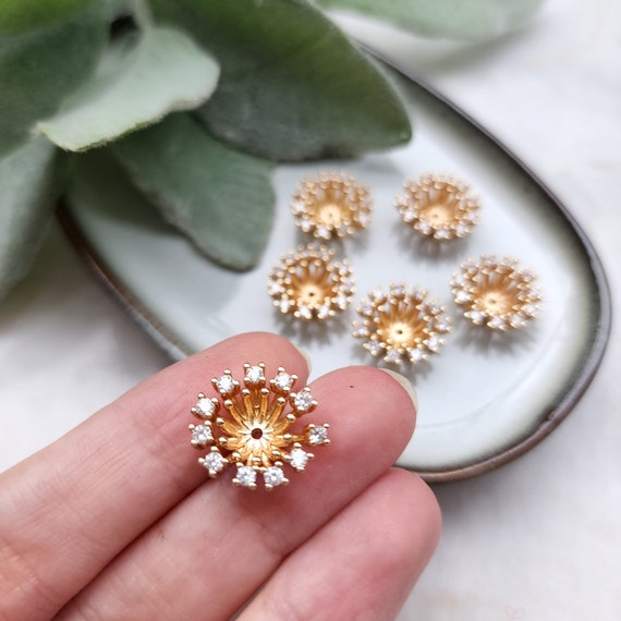 Flower centers Flower metal stamens Earrings components Earrings findings DIY jewelry Jewelry supplies Polymer clay supplies Cubic zirconia
