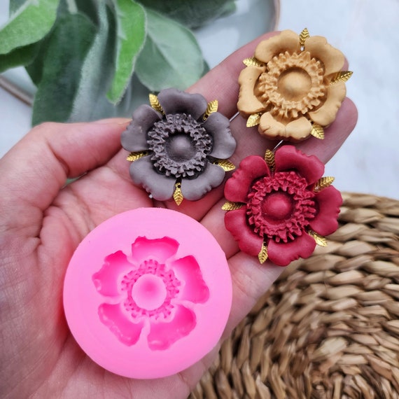 Polymer clay mold Silicone earrings mold "Anemone, Poppy flower" Summer mold mould for resin and polymer clay Polymer clay tool Clay cutter
