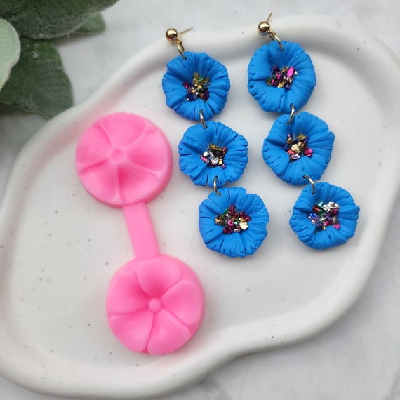 Polymer clay mold Silicone earrings mold Basionym Fallopia convolvulus flower Polymer clay texture Clay tool Flower cutter Botanical texture