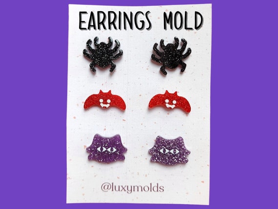 Silicone earrings mold / Silicone epoxy mold / Silicone earring moulds /Silicone UV resin molds/Halloween stud earring silicone jewelry mold