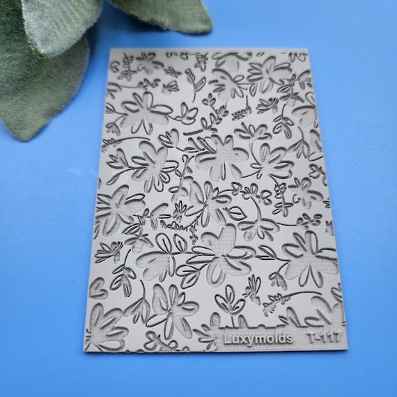 Polymer clay Texture tile Texture mat Clay stamp Polymer clay texture stencils "Flowers" T-117