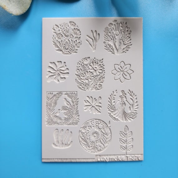 Polymer clay Texture tile Texture mat Clay stamp Polymer clay texture stencils "Flowers, Organic" T-376 Clay rubber mat Clay tools supplies