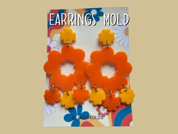 Silicone earrings mold / Silicone epoxy mold / Silicone earring moulds / Silicone UV resin molds / Flowers earring silicone jewelry mold