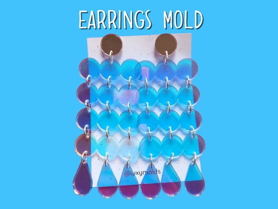Silicone earrings mold / Silicone epoxy mold / Silicone UV resin molds / Geometry drop earrings silicone jewelry mold