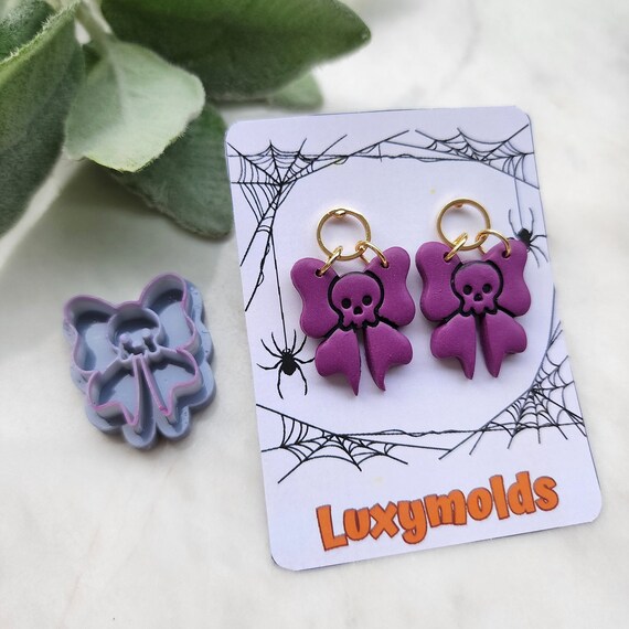 Halloween Polymer Clay cutters Stud earring clay cutters Earrings molds Polymer clay tool Skull bow sharp cutter stamp