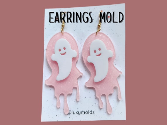Silicone earrings mold / Silicone epoxy mold / Silicone UV resin molds / Halloween Ghost earrings silicone jewelry mold