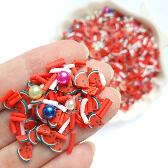 Watermelon polymer clay shapes for Resin Epoxy crafts for nail design