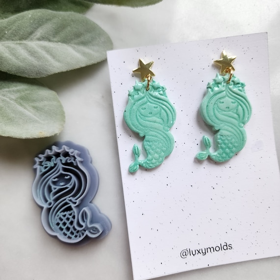 Polymer Clay cutters Stud earrings clay cutters Earrings mold Polymer clay tool Animals cutter Mermaid sharp cutter stamp Jewelry cutter