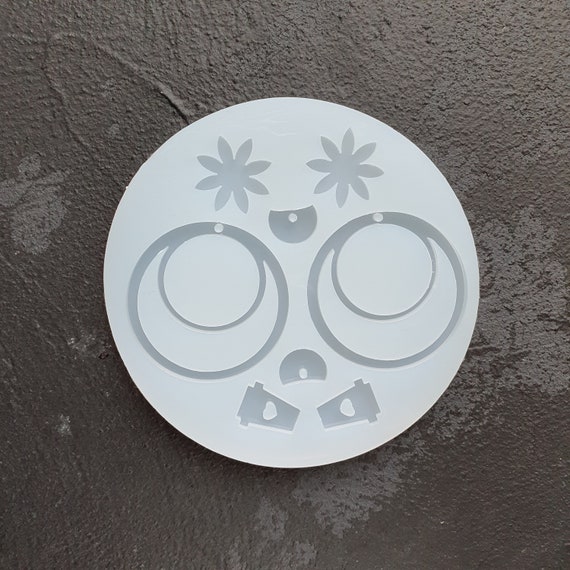 Silicone earrings mold "Circle, Flower, Coffee" for resin and epoxy