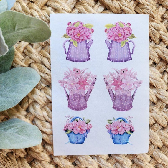 Water-soluble transfer paper for polymer clay craft "Watercolor flowers" Clay supplies Transfer image sheet