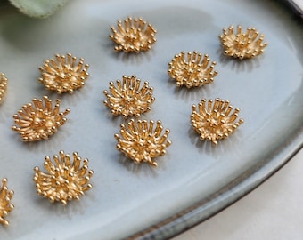 Gold Flower centers Flower metal stamens Earrings components Earrings findings DIY jewelry Jewelry supplies Polymer clay supplies