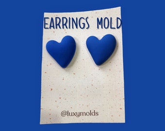 Molde de silicona para pendientes con forma de corazón, resina epoxi mate para joyería