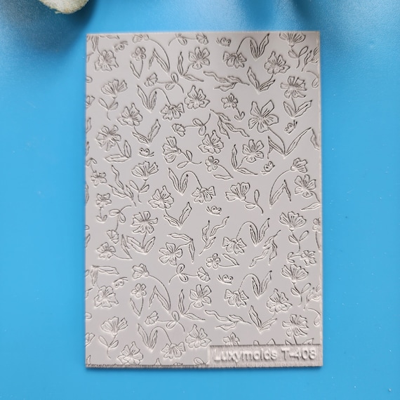 Polymer clay Texture tile Texture mat Clay stamp Polymer clay texture stencils "Floral Leaves Botanic" design clay texture Rubber mat T-408