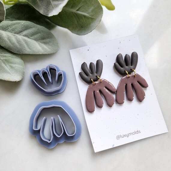 2 pcs set Polymer Clay cutters "Flower" Earrings sharp clay cutter / Polymer clay tool / Earrings cutter / Botanical cutter / Jewelry cutter