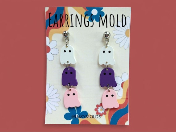Silicone earrings mold /Silicone epoxy mold/Silicone UV resin molds/Ghost Halloween earrings silicone jewelry mold/Matte effect earring mold
