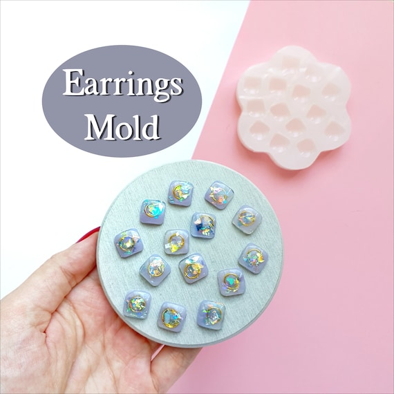 Silicone earrings mold for resin and epoxy for 14 cabochones