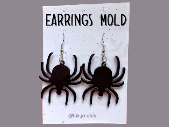 Silicone earrings mold / Silicone epoxy mold / Silicone UV resin molds / Halloween Spider earrings silicone jewelry mold