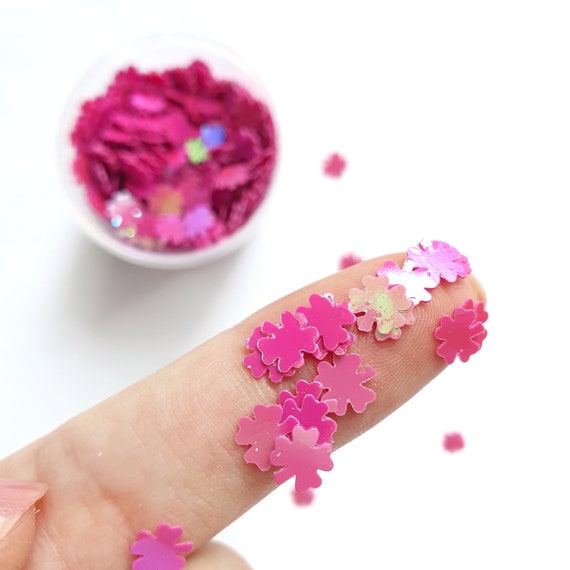 Pink leaves sequins Hologram Chunky glitter for Resin Epoxy crafts 6 mm