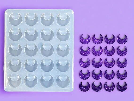 Silicone earrings mold / Silicone epoxy mold / Silicone earring moulds / Silicone UV resin molds / Moon stud earring silicone jewelry mold