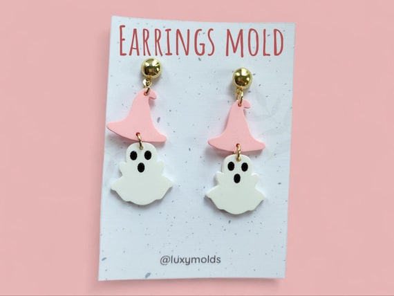 Silicone earrings mold /Silicone epoxy mold/Silicone UV resin molds/Ghost Halloween earrings silicone jewelry mold/Matte effect earring mold