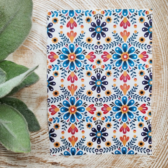 Clay transfer paper / Image transfer paper / Water soluble paper for polymer clay / Folk flowers pattern transfers /Transfer paper for clay