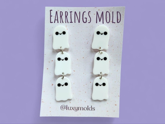 Silicone earrings mold /Silicone epoxy mold/Silicone UV resin molds/Ghost Halloween earrings silicone jewelry mold/Matte effect earring mold