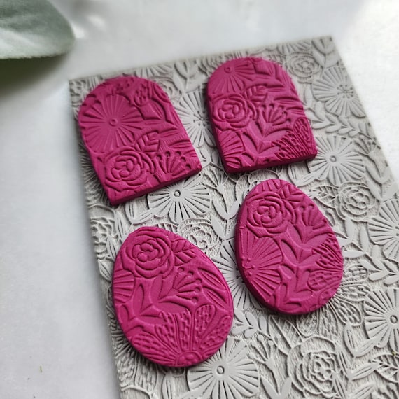 Polymer clay Texture tile Texture mat Clay stamp Polymer clay texture stencils "Flowers" T-160