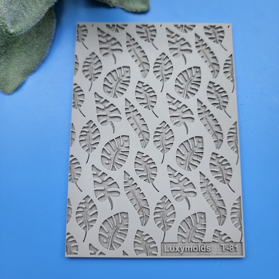Polymer clay Texture tile Texture mat Clay stamp Polymer clay texture stencils "Tropic leaves monstera" T-81
