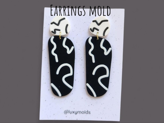 Silicone earrings mold / Silicone epoxy mold / Silicone UV resin molds / Abstract earrings silicone jewelry mold / Matte effect earring mold