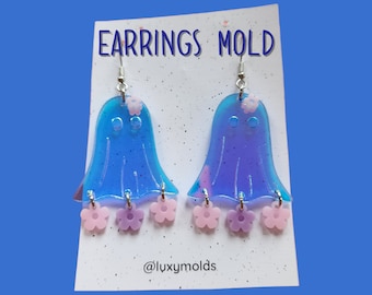 Halloween Ghost Earrings Silicone Mold, UV Resin Epoxy
