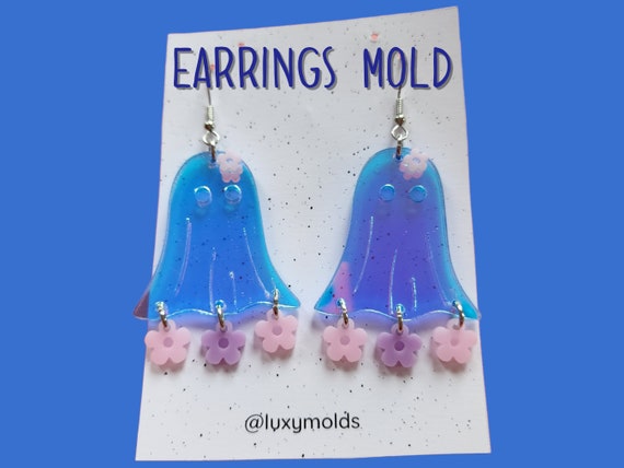 Silicone earrings mold / Silicone epoxy mold / Silicone UV resin molds / Halloween Ghost earrings silicone jewelry mold