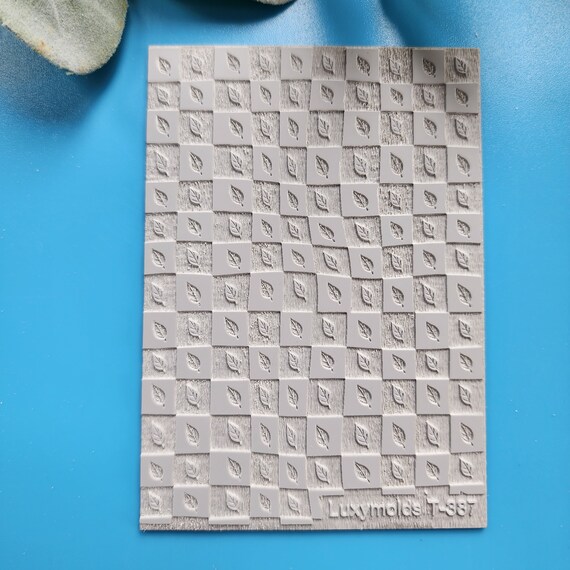 Polymer clay Texture tile Texture mat Clay stamp Polymer clay texture stencils "Leaves" design clay texture Rubber mat T-387
